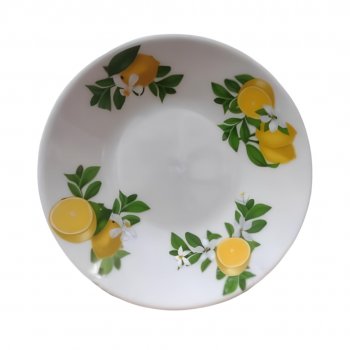 Prato De Sobremesa Porcelana Decorado 19cm Limão