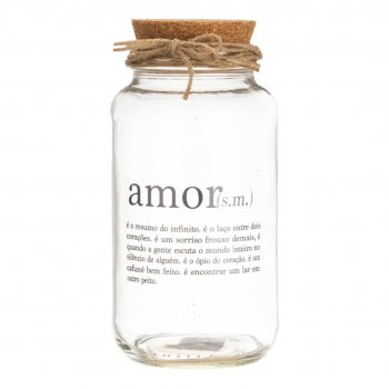 POTE HERMÉTICO DE VIDRO 003 800ML DECORADO AMOR