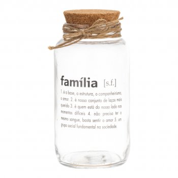 Pote Hermético Vidro Tampa Rolha 800ml Decorado Família