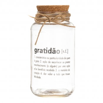 POTE HERMÉTICO DE VIDRO 008 800ML DECORADO GRATIDÃO