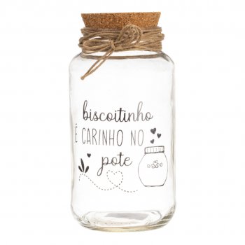 POTE HERMÉTICO DE VIDRO 013 800ML DECORADO BISCOITO