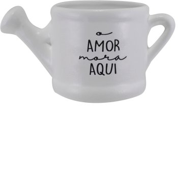 Vaso Regador M Jardim 250ml Cerâmica Branco O Amor Mora